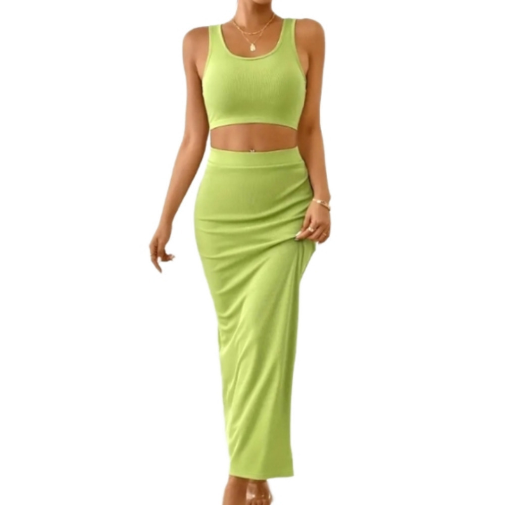 Super cute green ribbed 2 piece set sz xxl